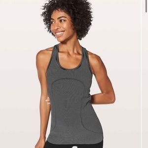 Lululemon Swiftly Tech Racerback Tank Top (white/black stripe, size 2)